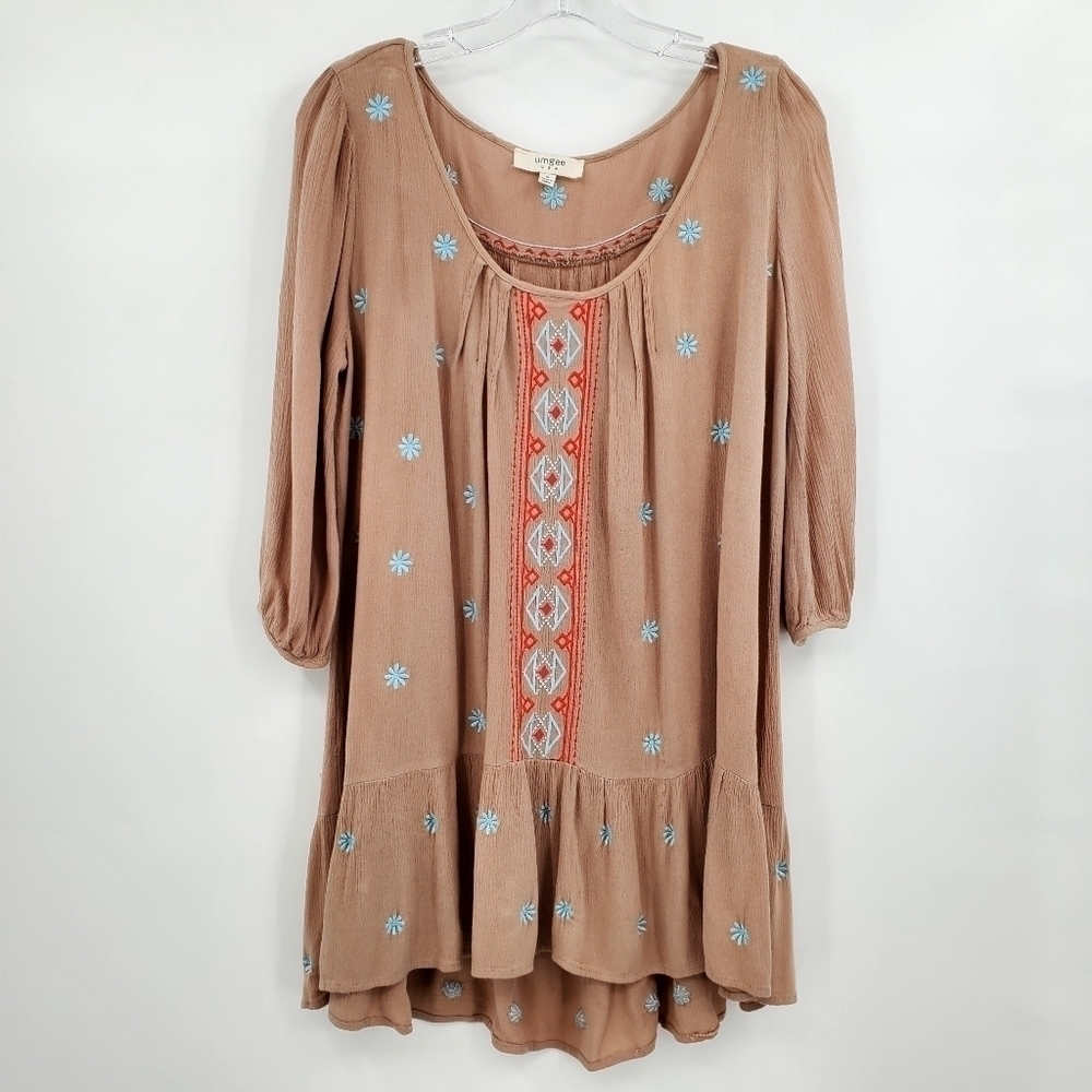 Umgee Floral Embroidered Boho Tunic Top
